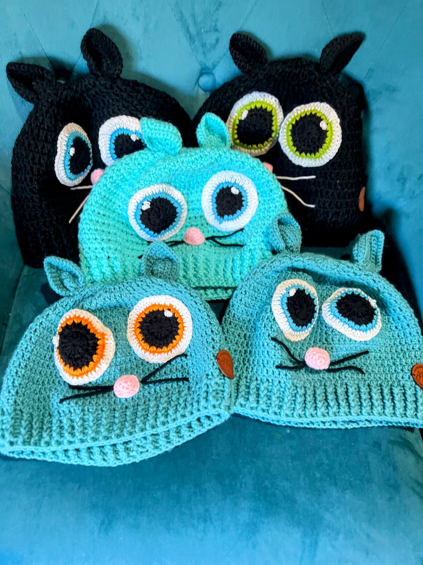 Crochet Cute Cat Hat – 5 Color Options | Handmade Cozy Animal Ear Beanie