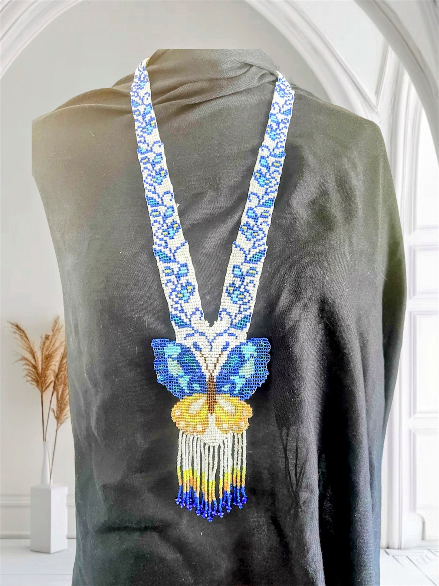 Whimsical Butterfly Beaded Necklace – Handmade Loom Floral & Insect-Inspired Jewelry