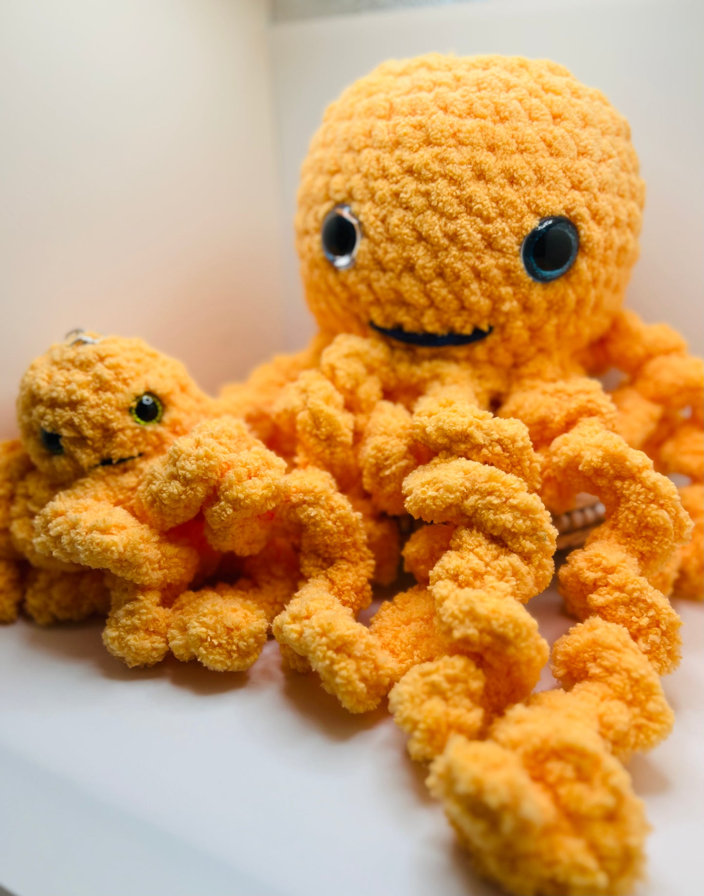Stuffed Orange Big Jellyfish & Octopus- Crochet Knitted Amigurumi Toy