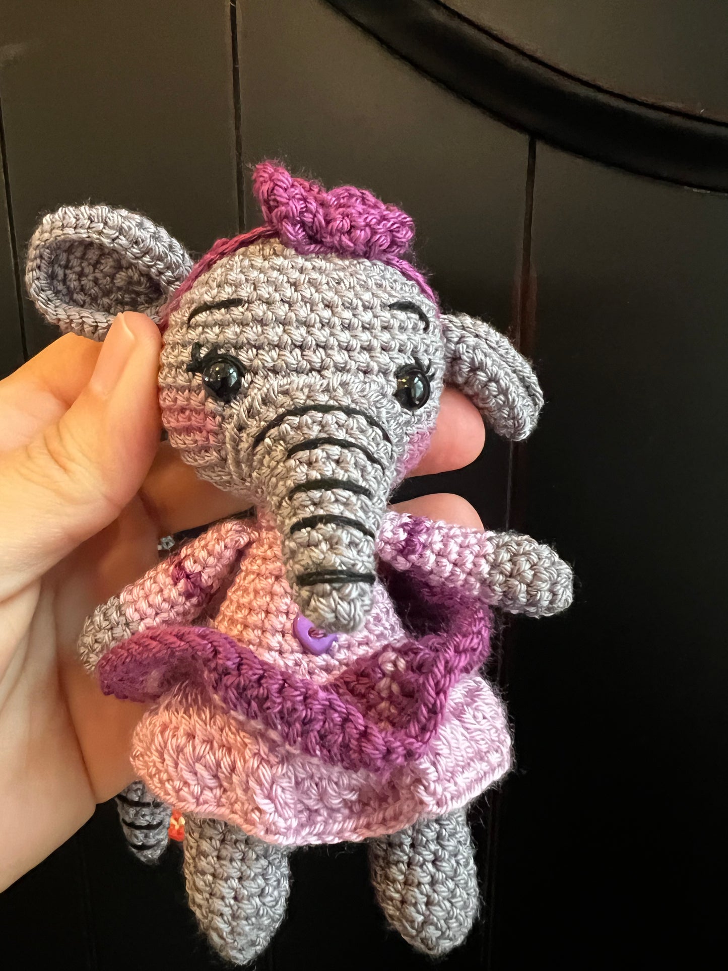 Ellie & Elbert Crochet Elephant Keychain Set – Handmade Amigurumi Charms