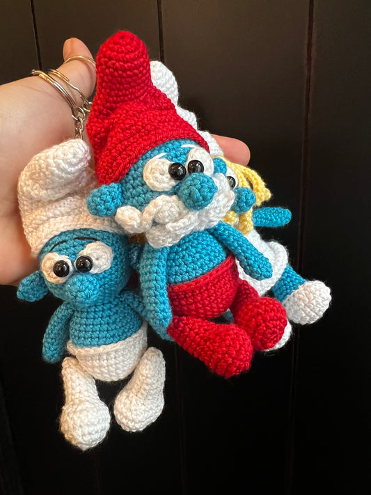 Smurf Crochet Keychain – Handmade Amigurumi Charm