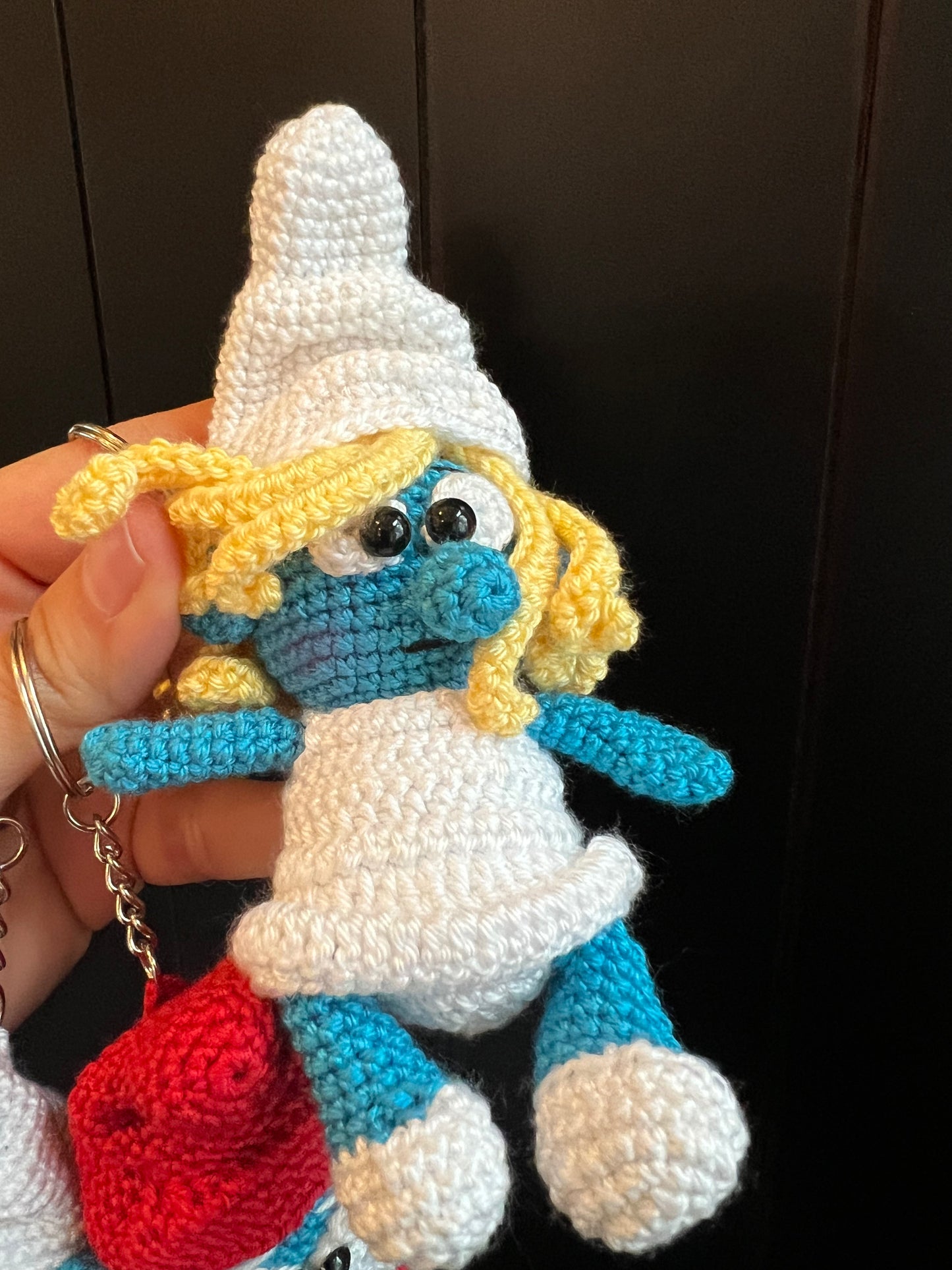 Smurf Crochet Keychain – Handmade Amigurumi Charm