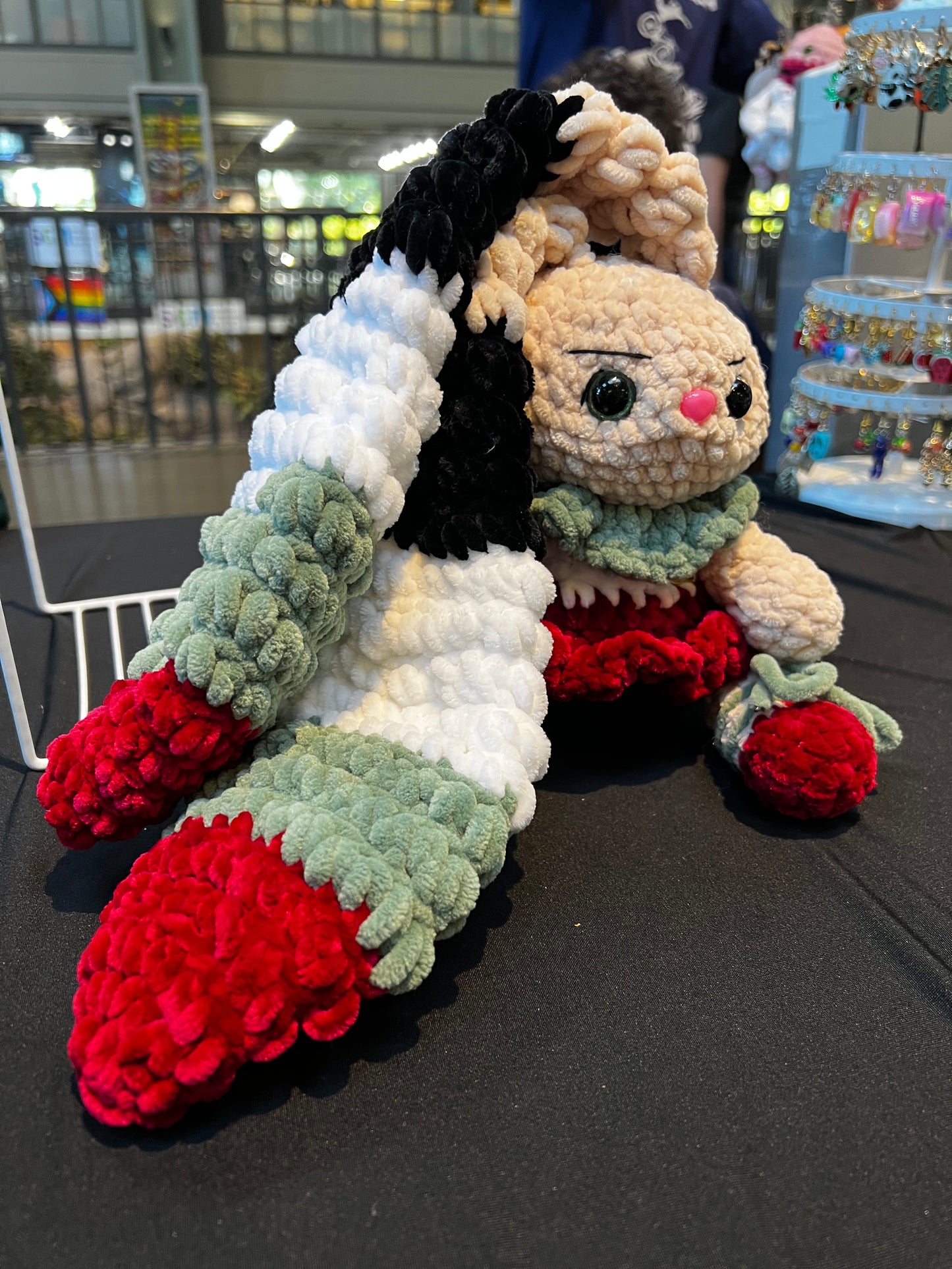 Handmade Palestine Bunny Amigurumi Toy with Palestine Flag Ears