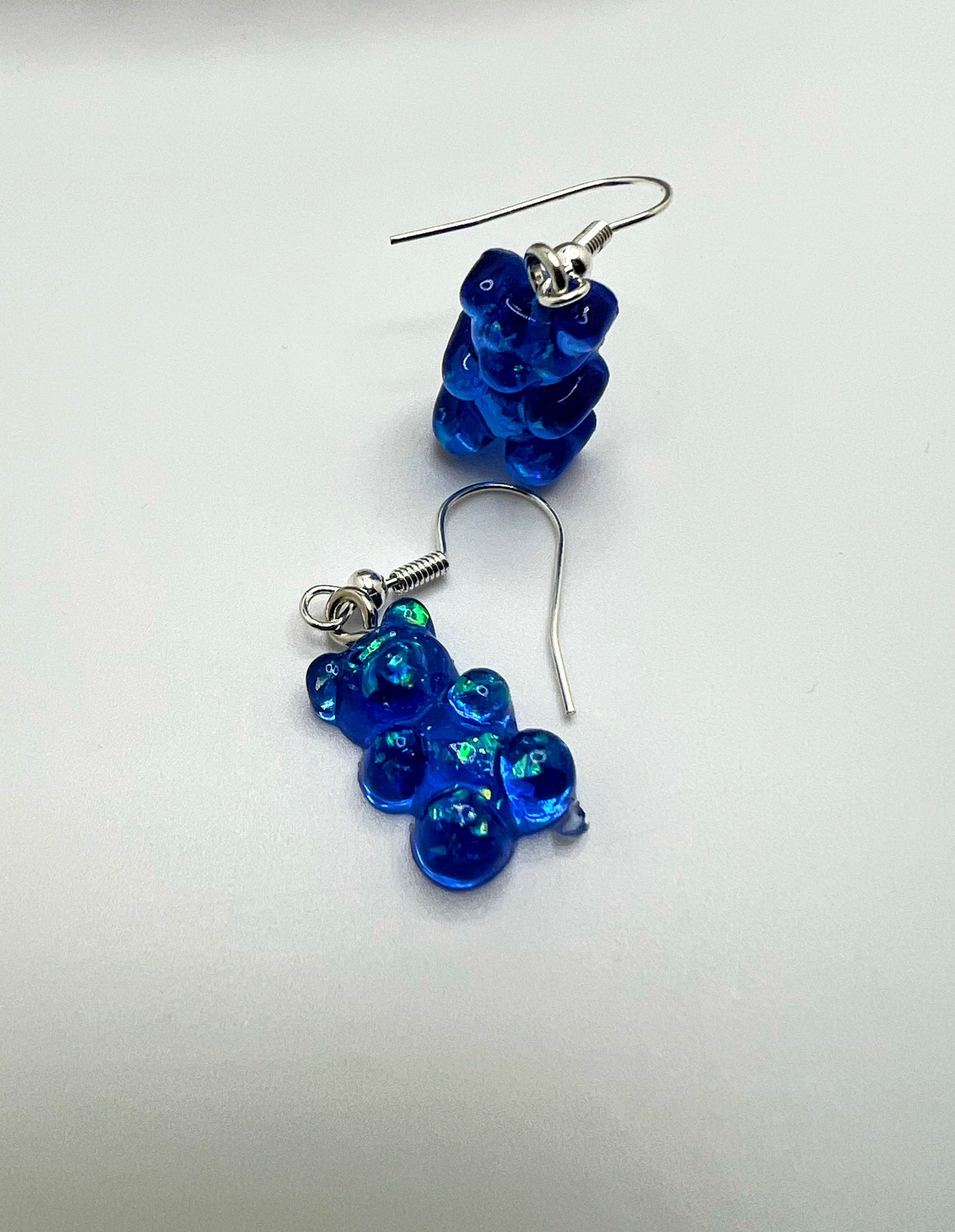 Blue Gummy Bear Earrings – Playful Candy-Inspired Resin Studs or Dangle Drops