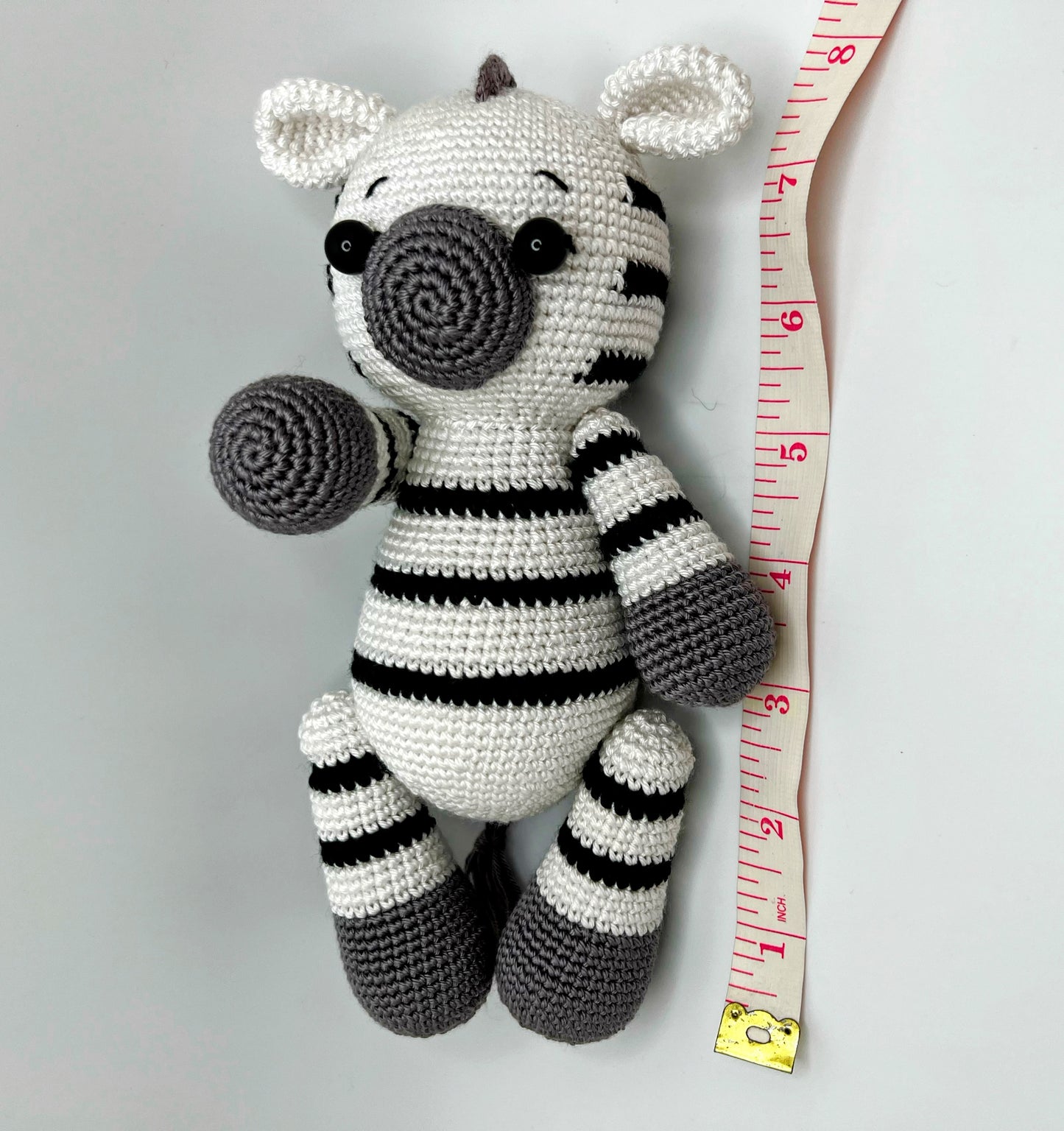 Crochet Amigurumi Zebra with Moveable Legs – Handmade Plush Toy