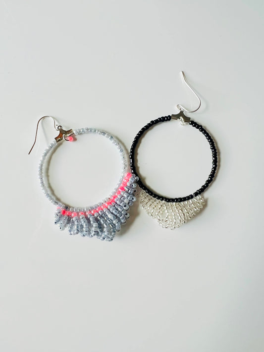 Colorful Beaded Hoop Earrings – Handcrafted Seed-Bead Statement