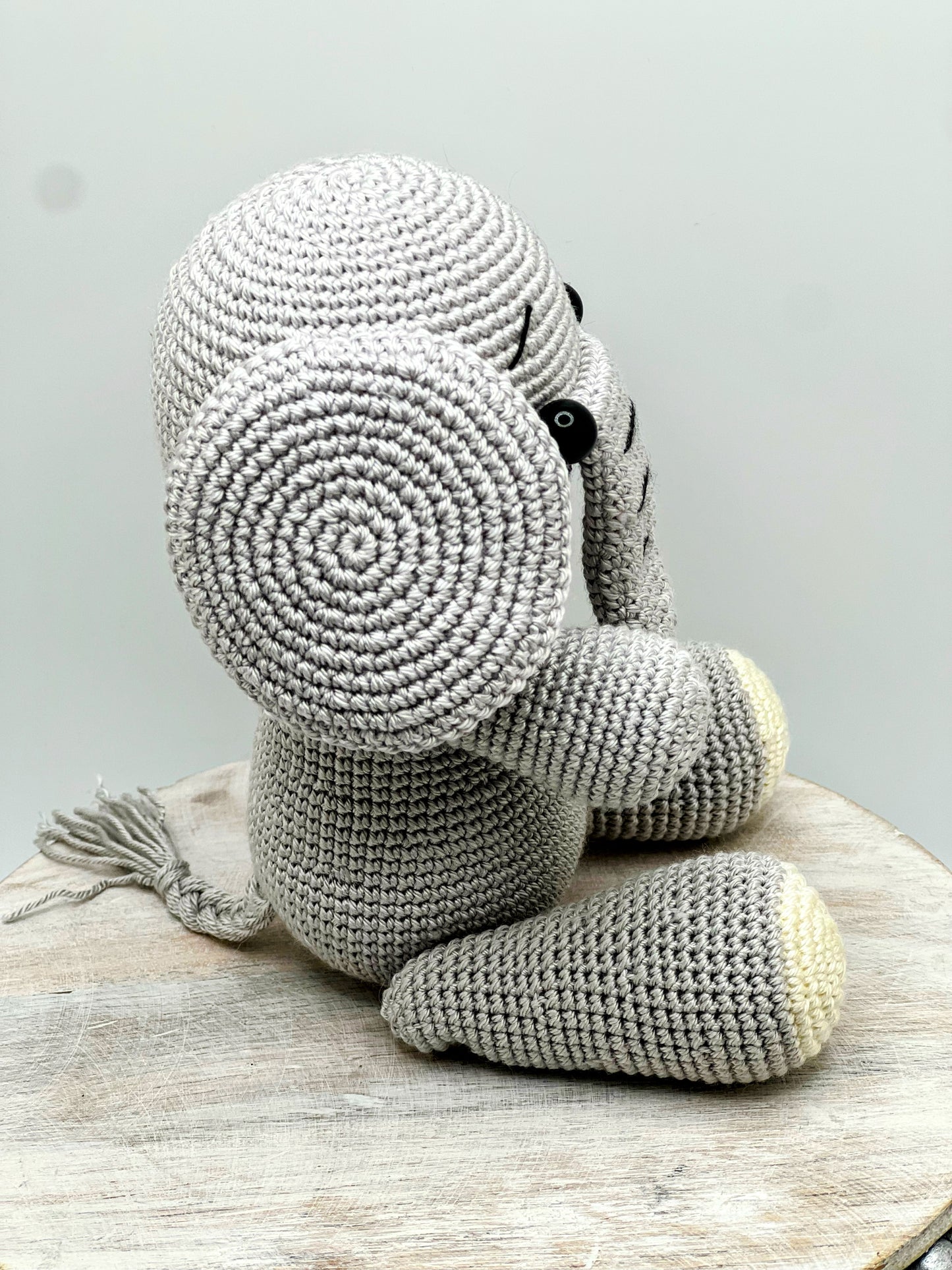 Crochet Amigurumi Elephant with Moveable Legs – Soft Plush Toy for Kids