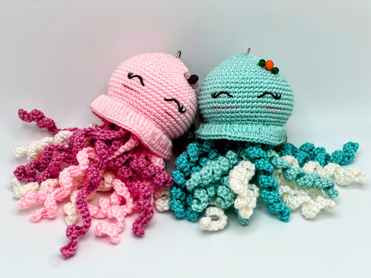 Crochet Jellyfish Keychain – Amigurumi Plush Toy (Blue/Pink) | Al Farid Gifts