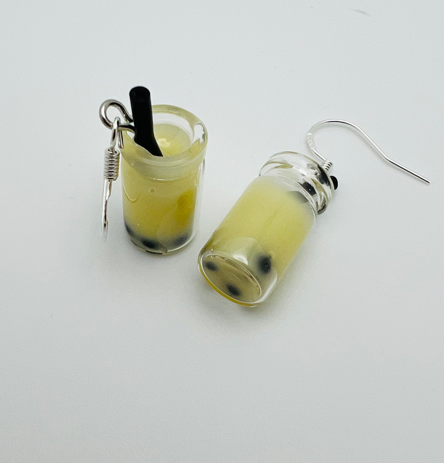 Yellow Boba Tea Earrings – Cheerful Mango Bubble-Tea Dangles