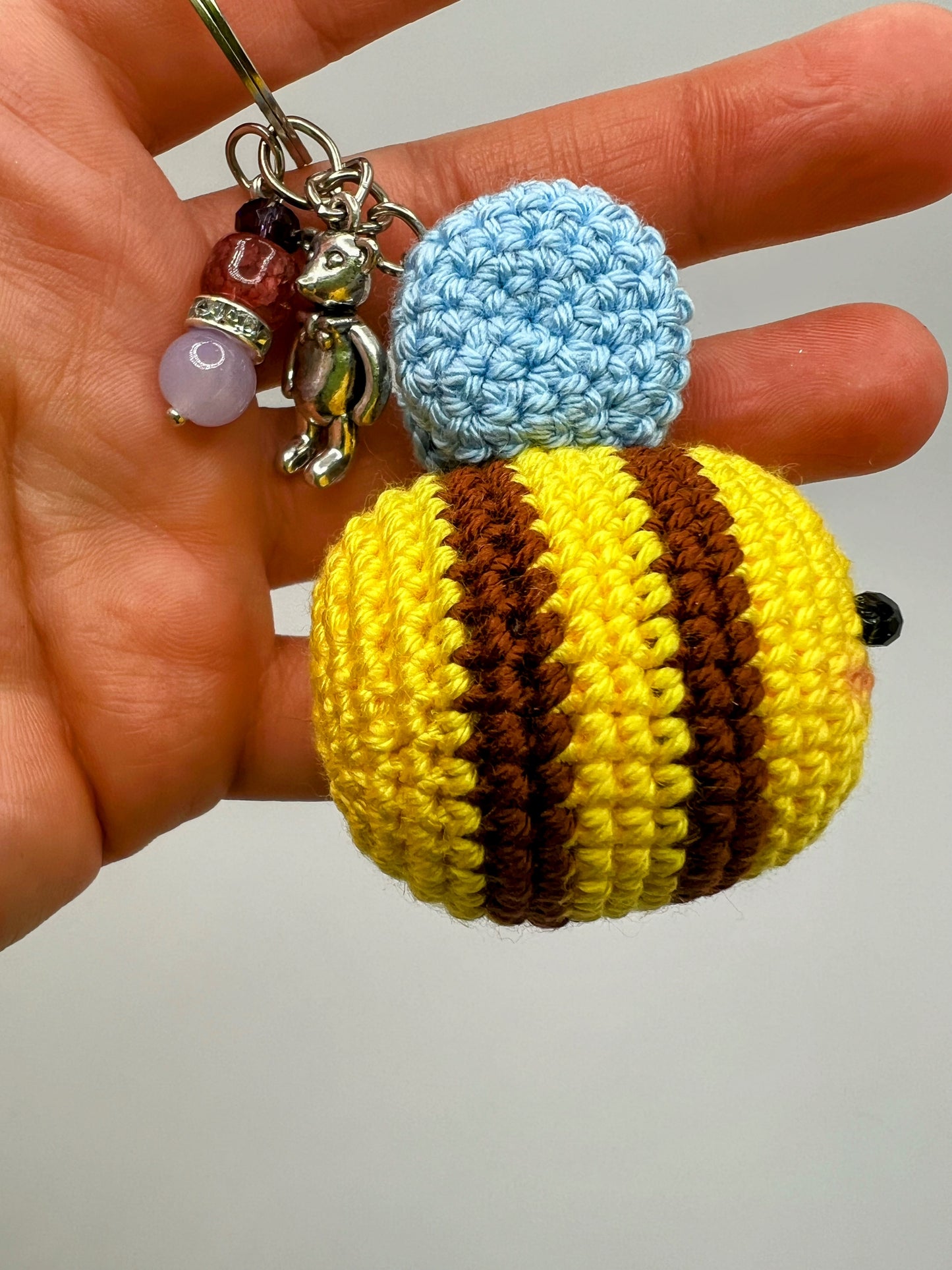 Crochet Bee 🐝 Keychain  -A Buzzing Good Time- Crochet Knitted Amigurumi Toy