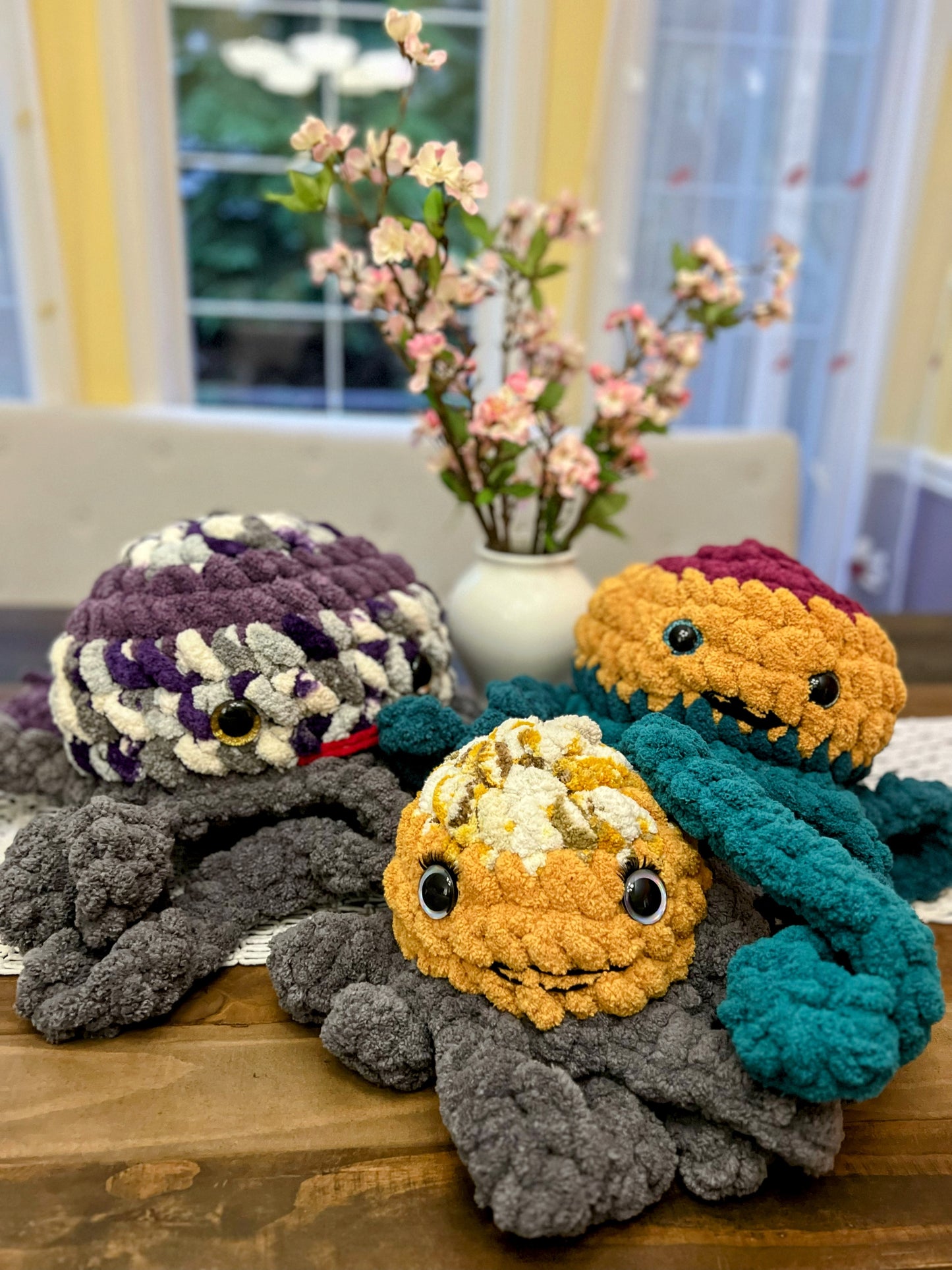 (New With Recyclable Yarn)Stuffed big Octopus 🐙 - Crochet Knitted Amigurumi Toy(Different Colors Available)