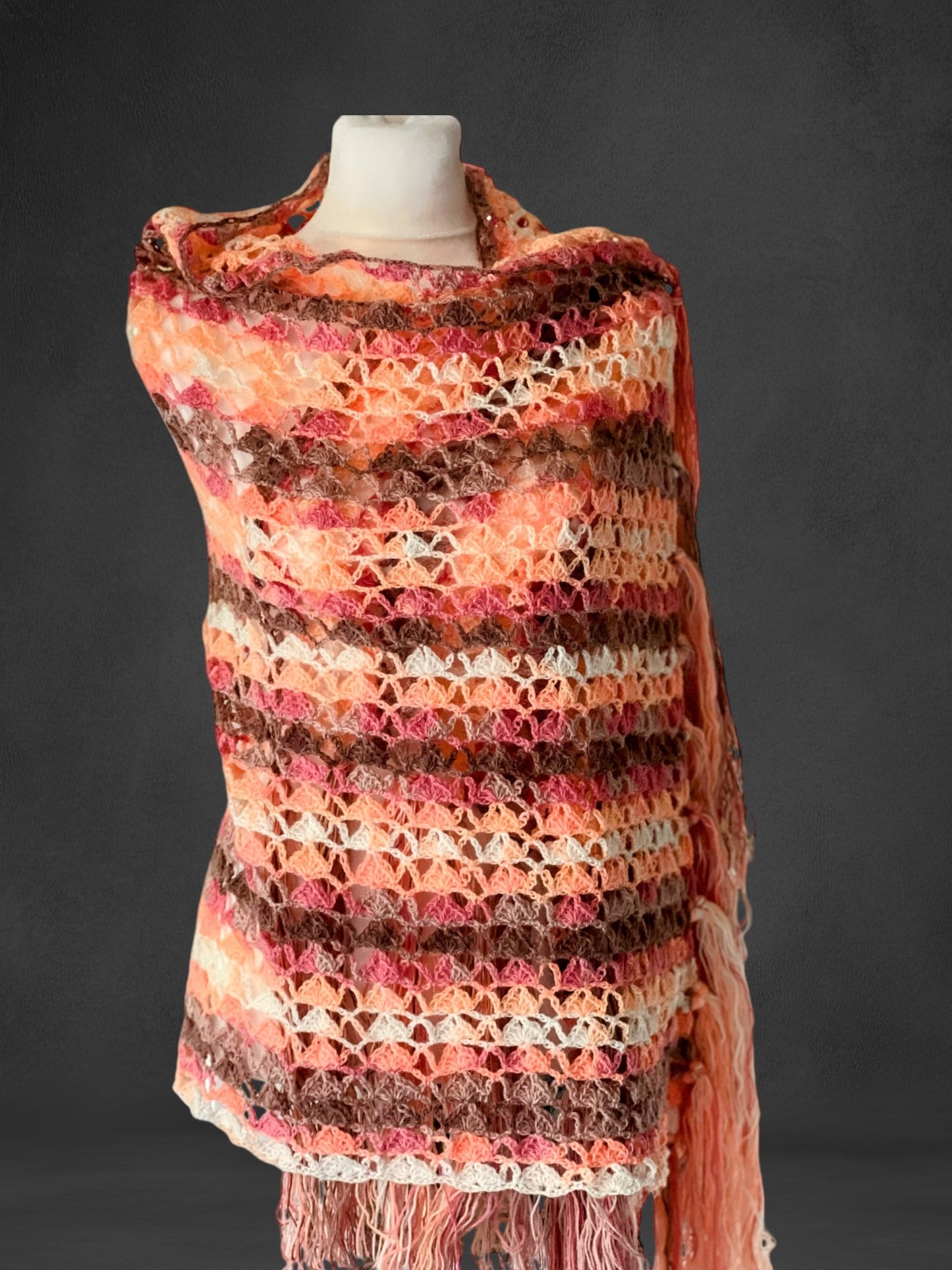 Wool Rectangular Fall Shawl (Brown/ orange)