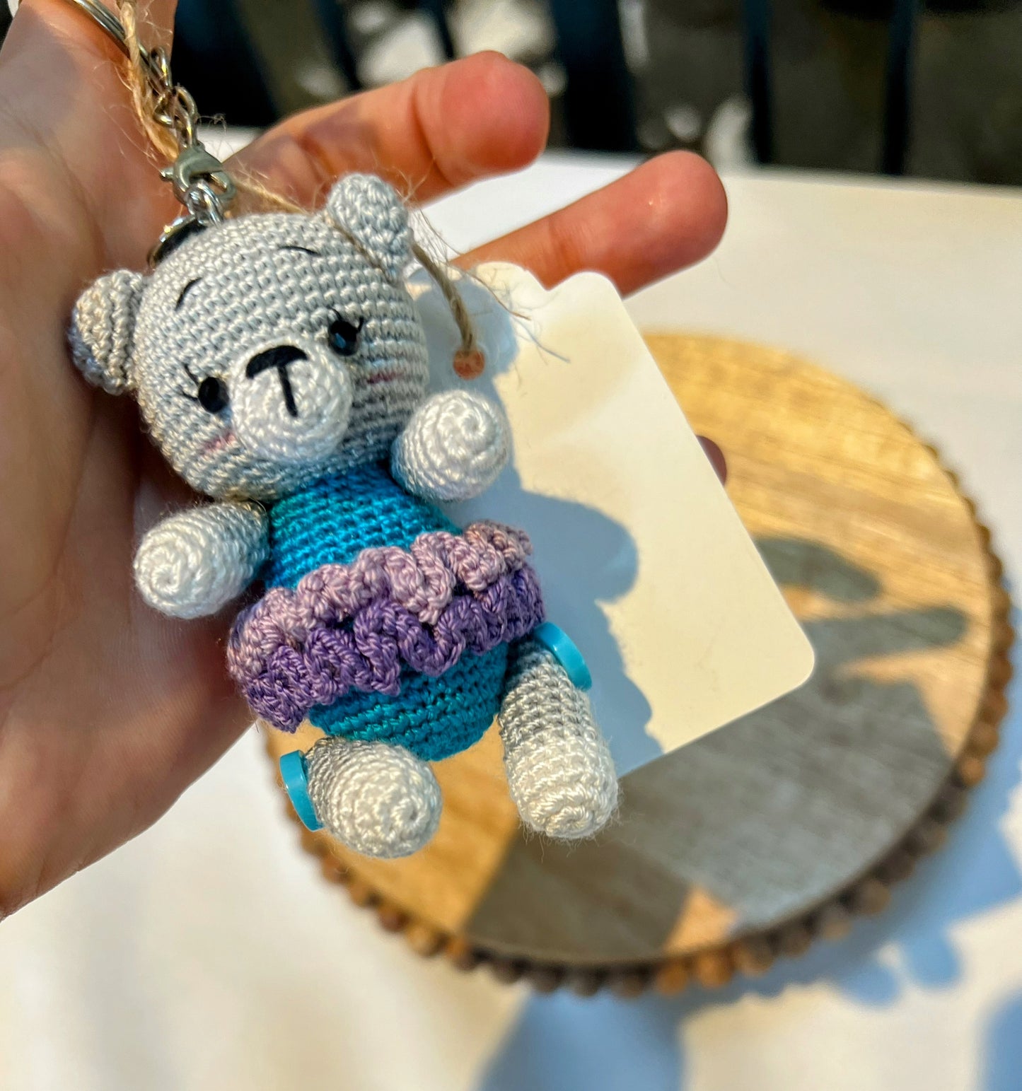 Stuffed Bear Keychain Toy - Crochet Knitted Amigurumi Toy
