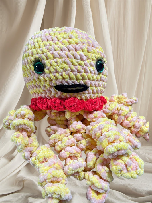 Stuffed Yellow Pink Jellyfish - Crochet Knitted Amigurumi Toy