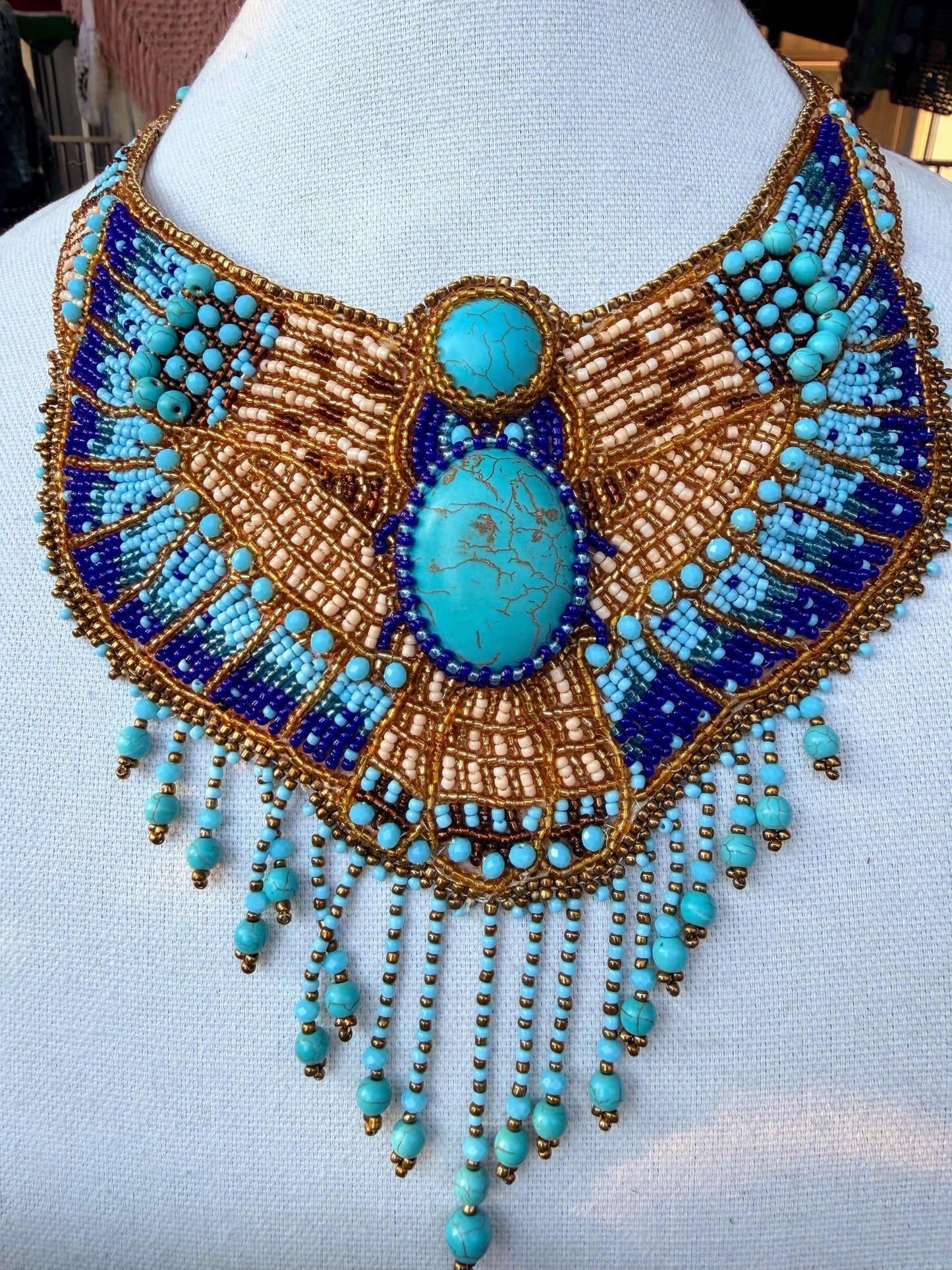 Egyptian Beaded Embroidered Collar Necklace
