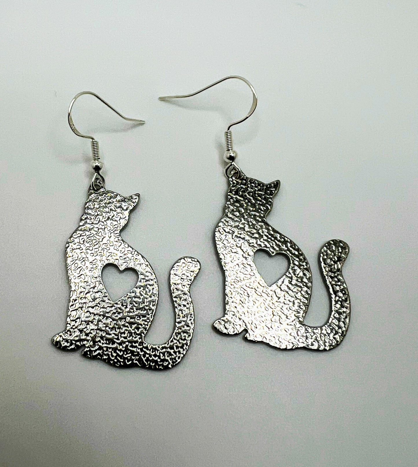 Silver Big Cat Earrings