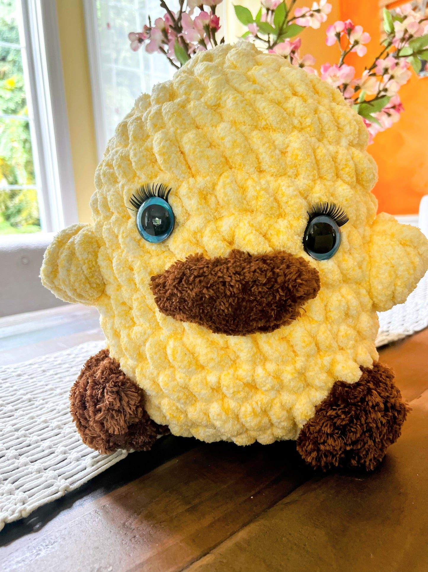 Cuddly Jumbo Yellow Duck - Crochet Knitted Amigurumi Toy