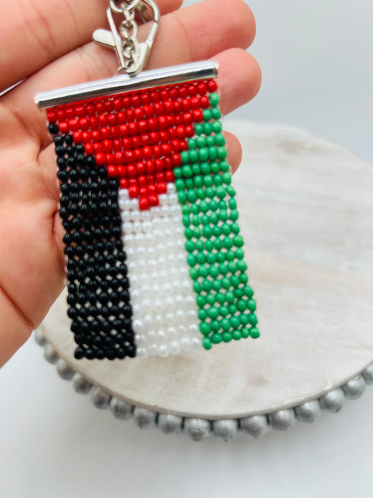 Handmade Palestine Flag Beaded Keychain – Patriotic Accessory