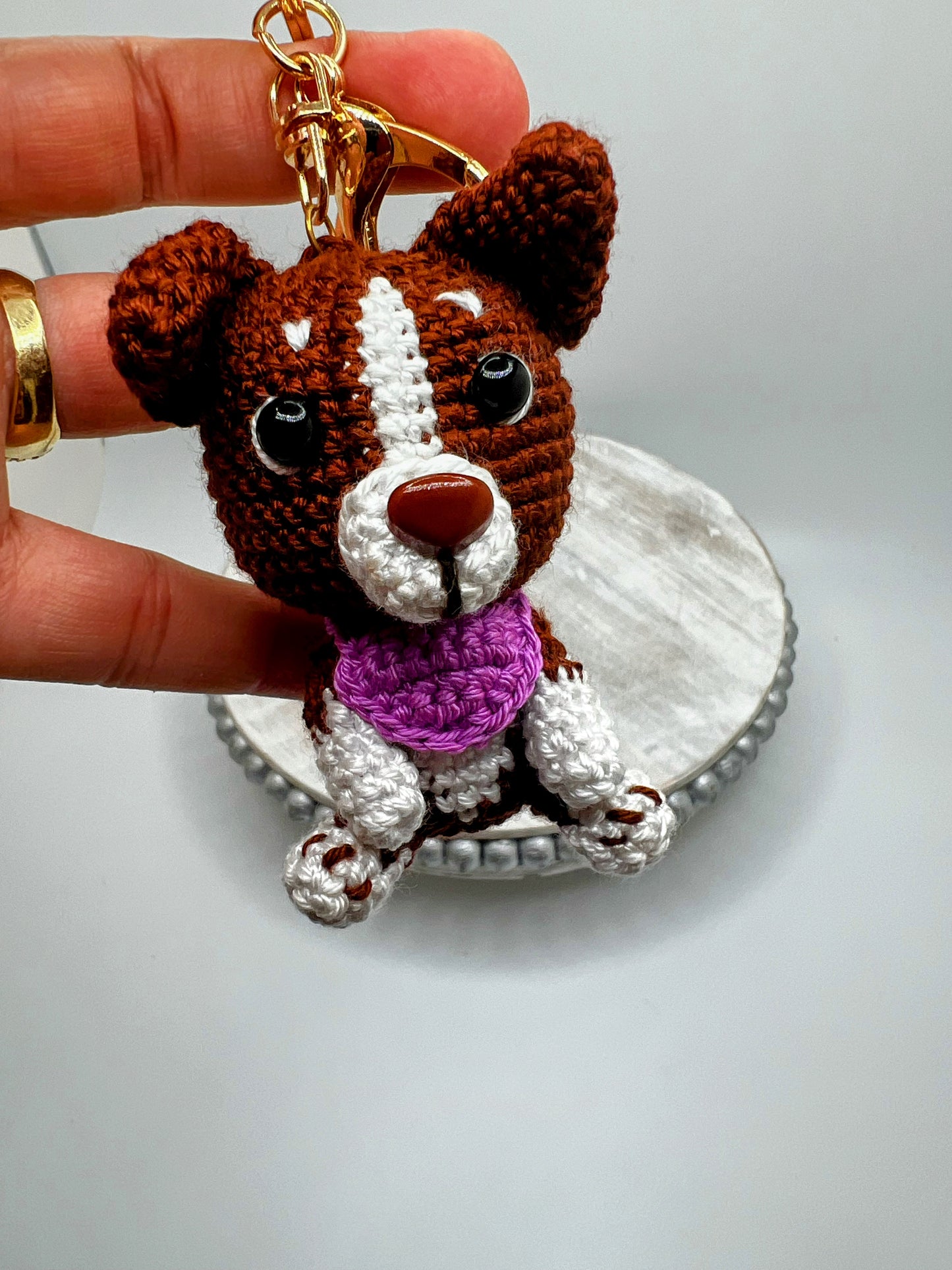 Dachshund Dog Amigurumi Keychain Toy