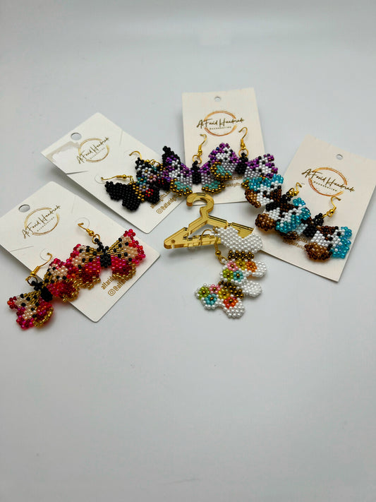 Beaded Butterfly Earrings (Different Colors Available )
