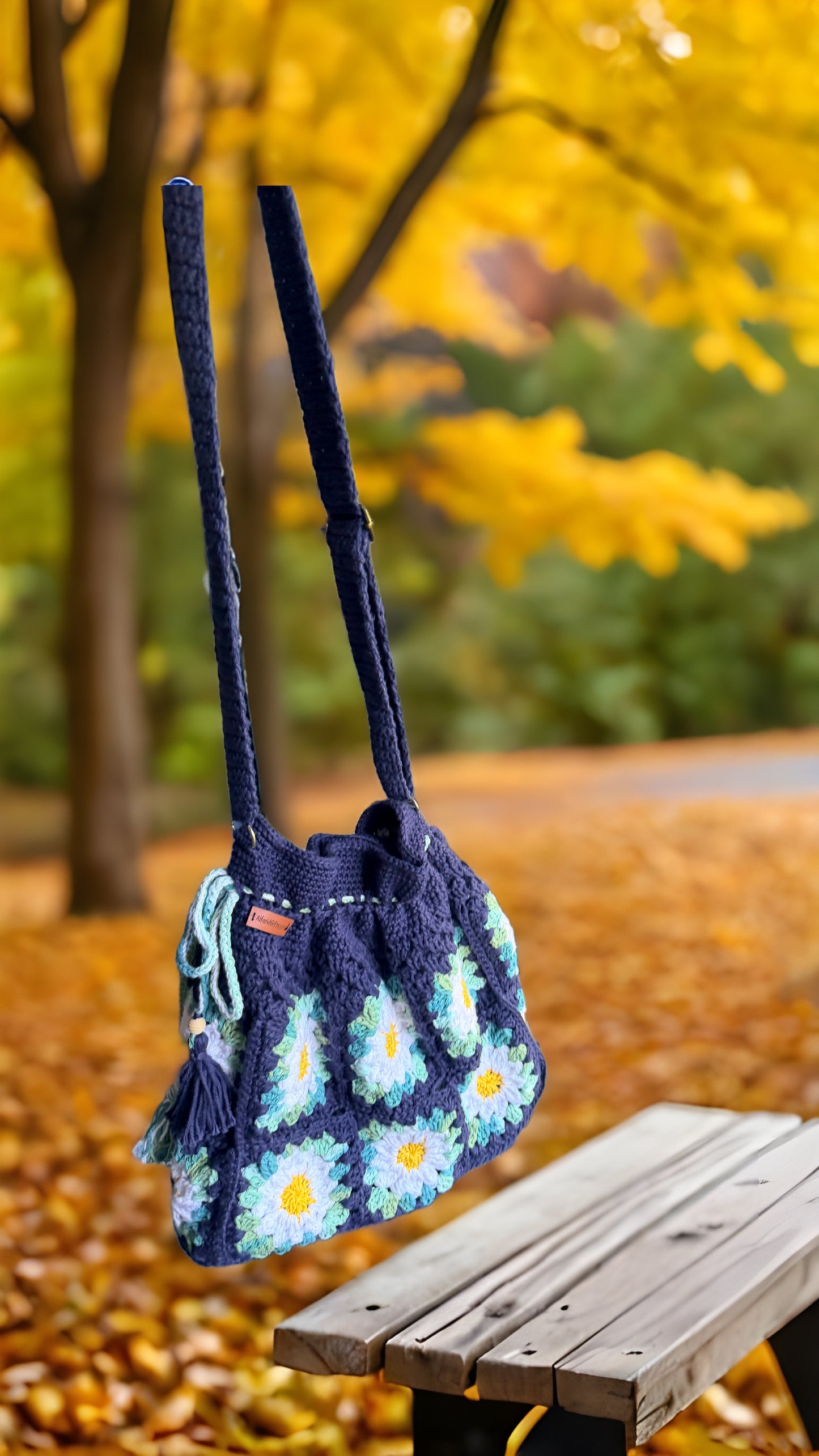 Handmade Daisy Pop Drawstring Bag – Cute & Stylish with Adjustable Strap – Stylish & Practical