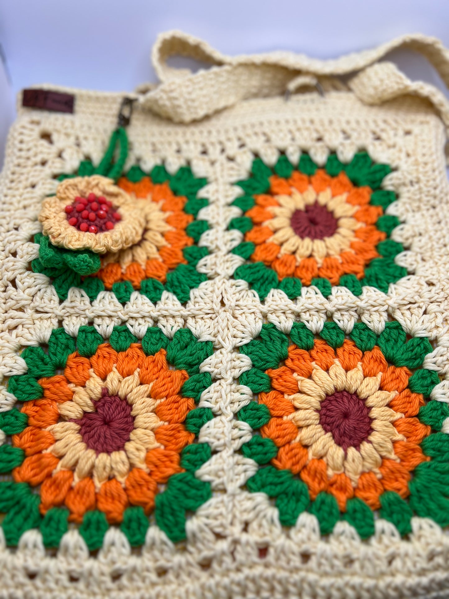 Crochet Sunflower Big Shoulder Bag