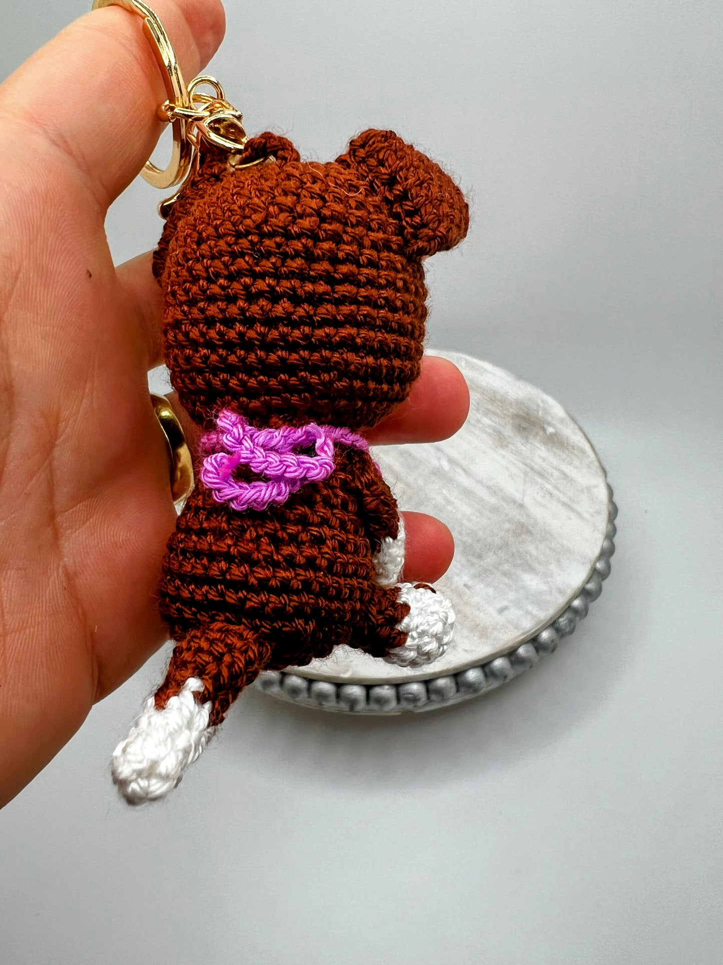 Dachshund Dog Amigurumi Keychain Toy