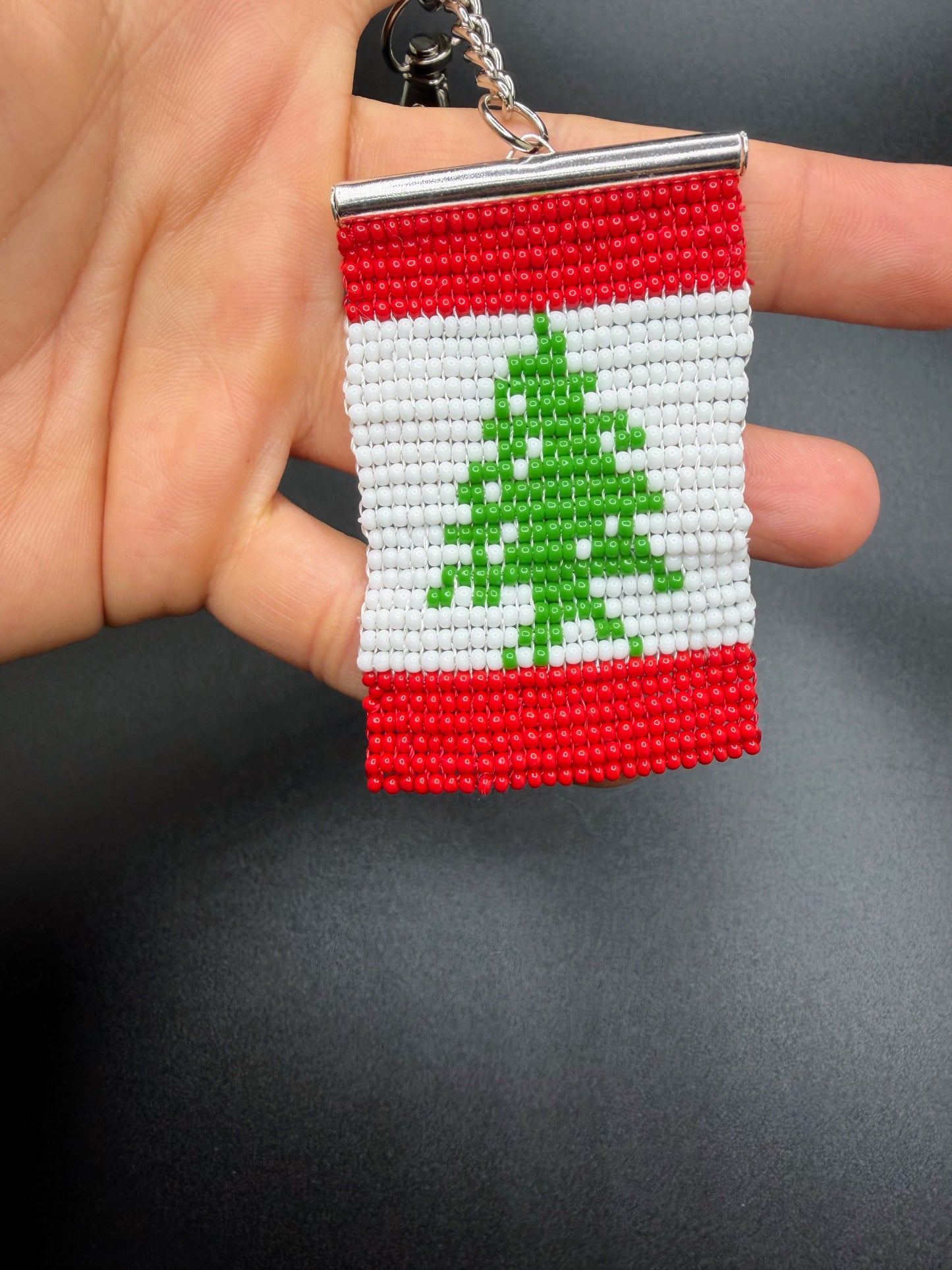 Handmade Lebanon 🇱🇧 Flag Beaded Keychain – Patriotic Accessory