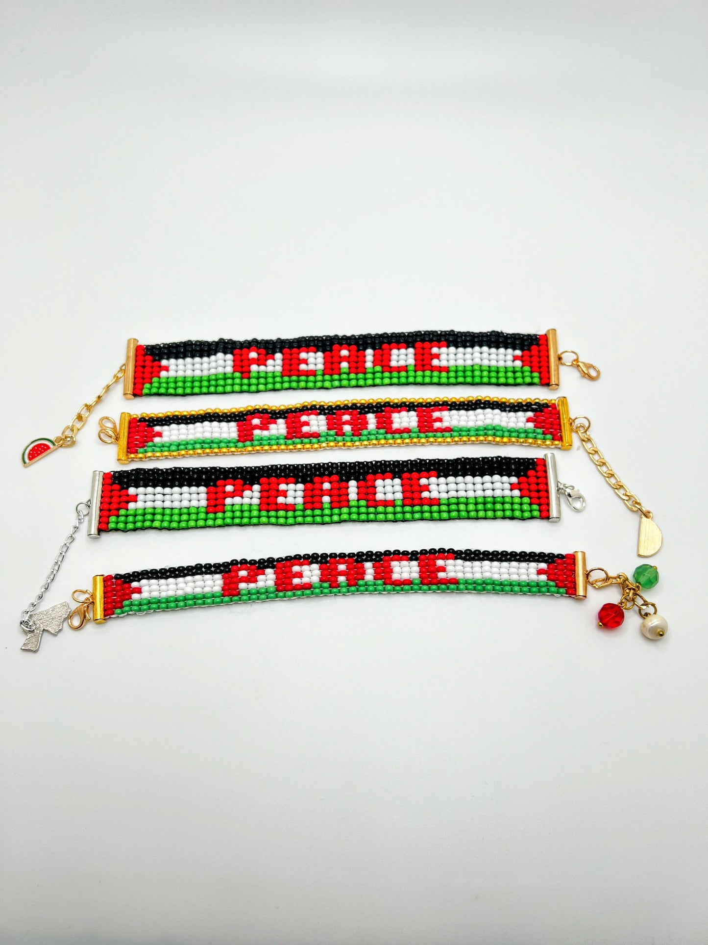 Handmade Peace Palestine Flag Loom Beads Small Bracelet – Delicate Cultural Jewelry
