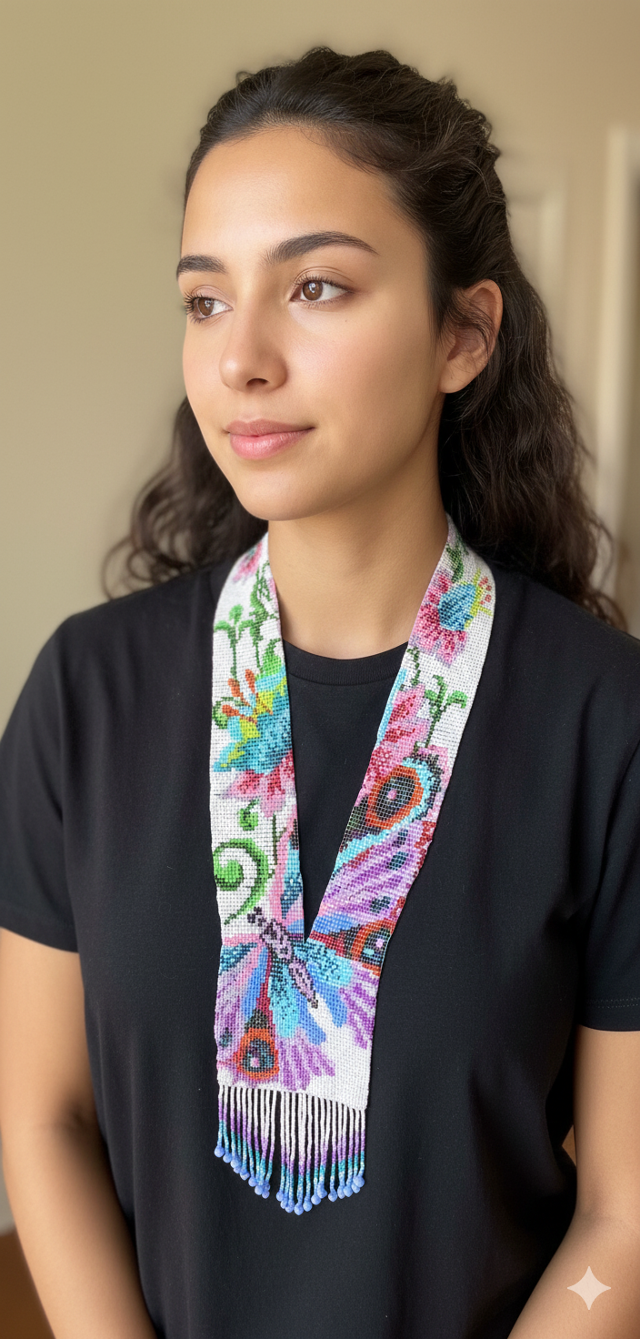 Flower & Butterfly Design Loom Beaded Necklaces