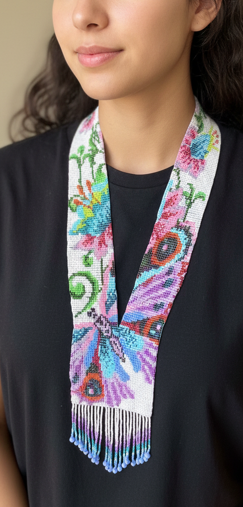 Flower & Butterfly Design Loom Beaded Necklaces