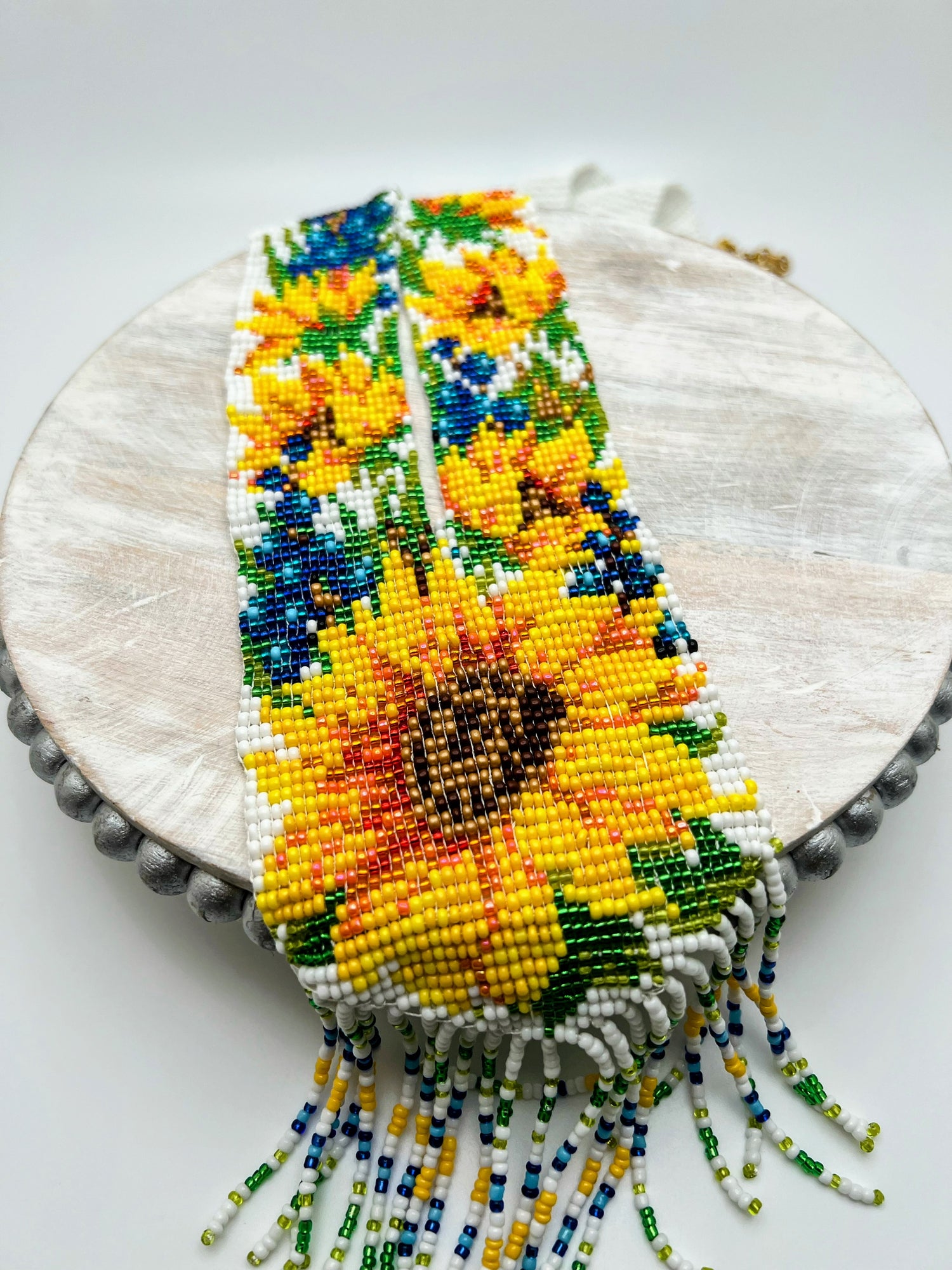 Sunflower Loom Beaded Necklace – Handmade Floral Statement Jewelry
