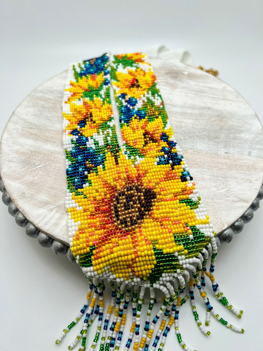 Sunflower Loom Beaded Necklace – Handmade Floral Statement Jewelry