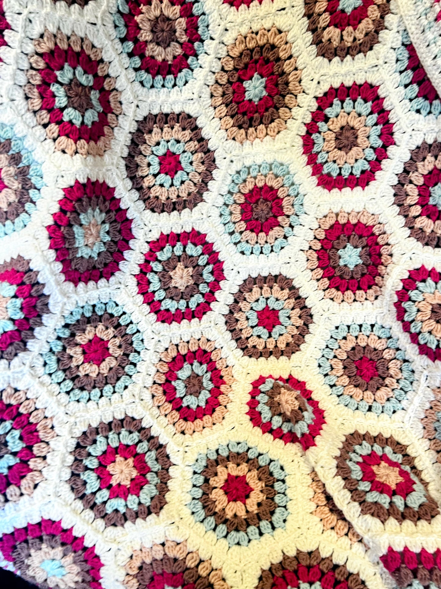 Soft Pink & Blue & Btown Flowers Baby Blanket – Handmade Cozy Comfort