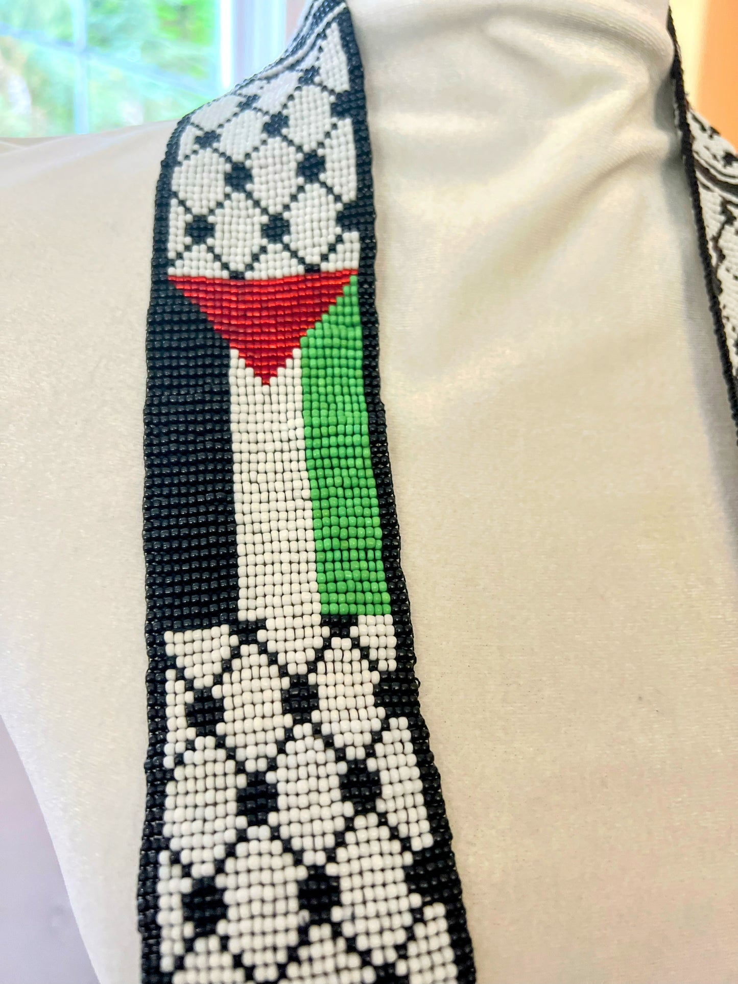 Palestine Kofia with 🇵🇸  Flag Loom Beads Necklace