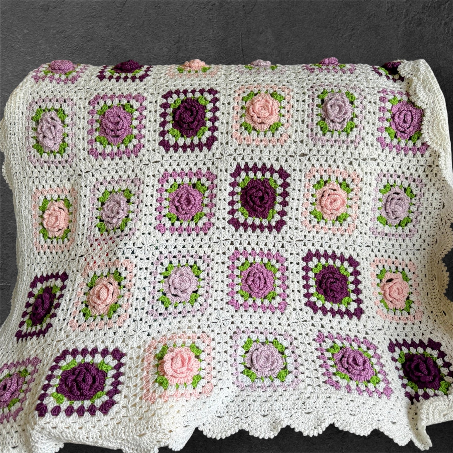 Soft Pink & Purple & White Flowers Baby Blanket – Handmade Cozy Comfort