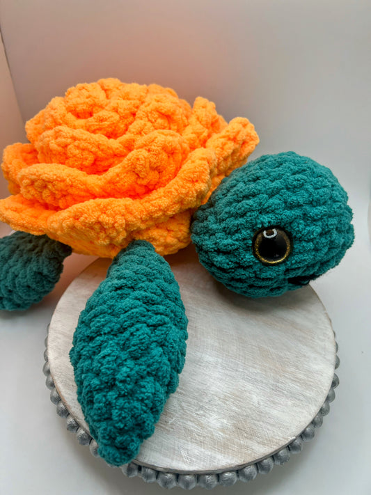 Handmade Flower Sea Turtle Amigurumi Toy – Cute Crochet Plush