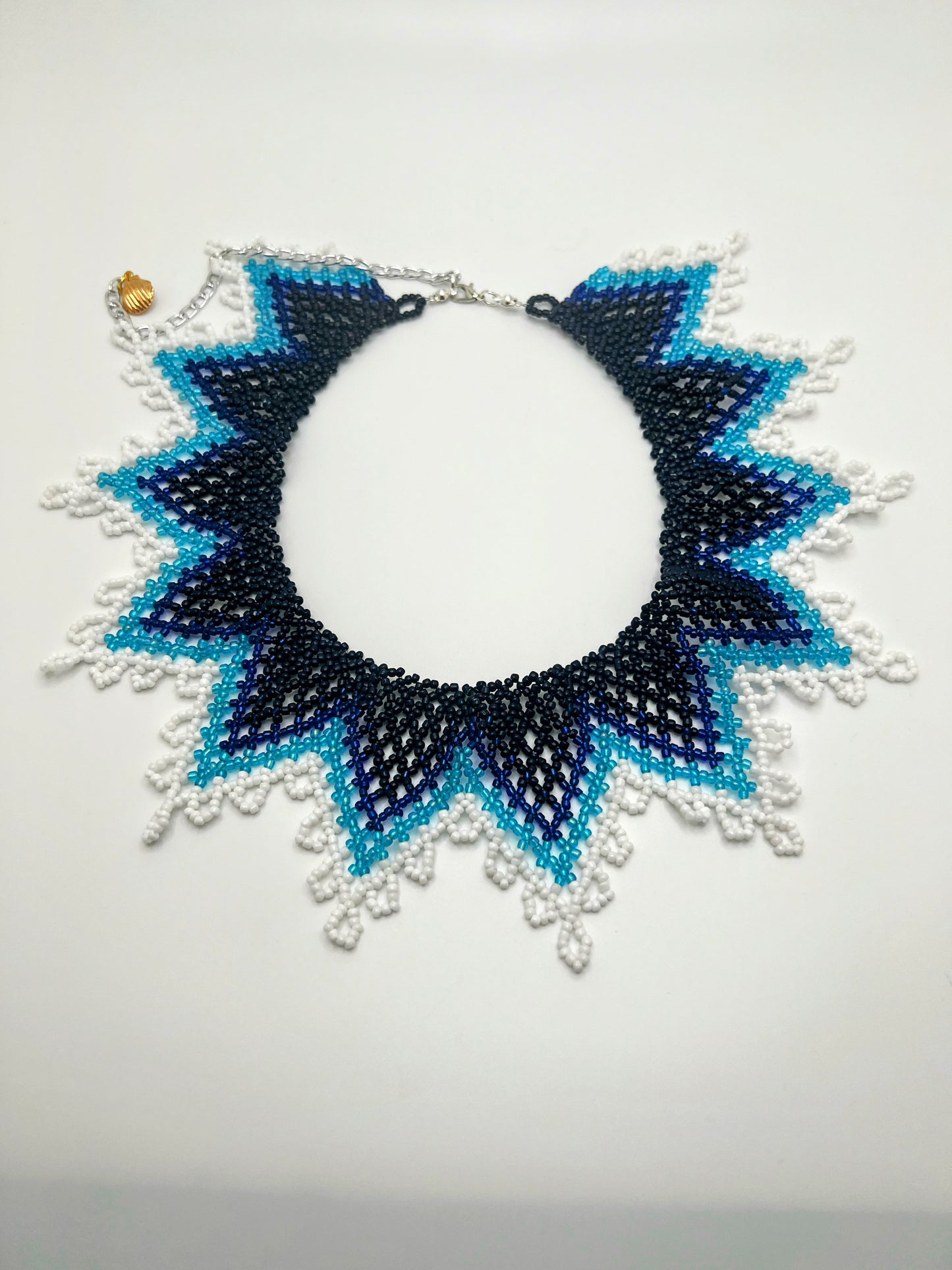 Handmade Blue Beaded Round Choker Necklace – Stylish Artisan Jewelry