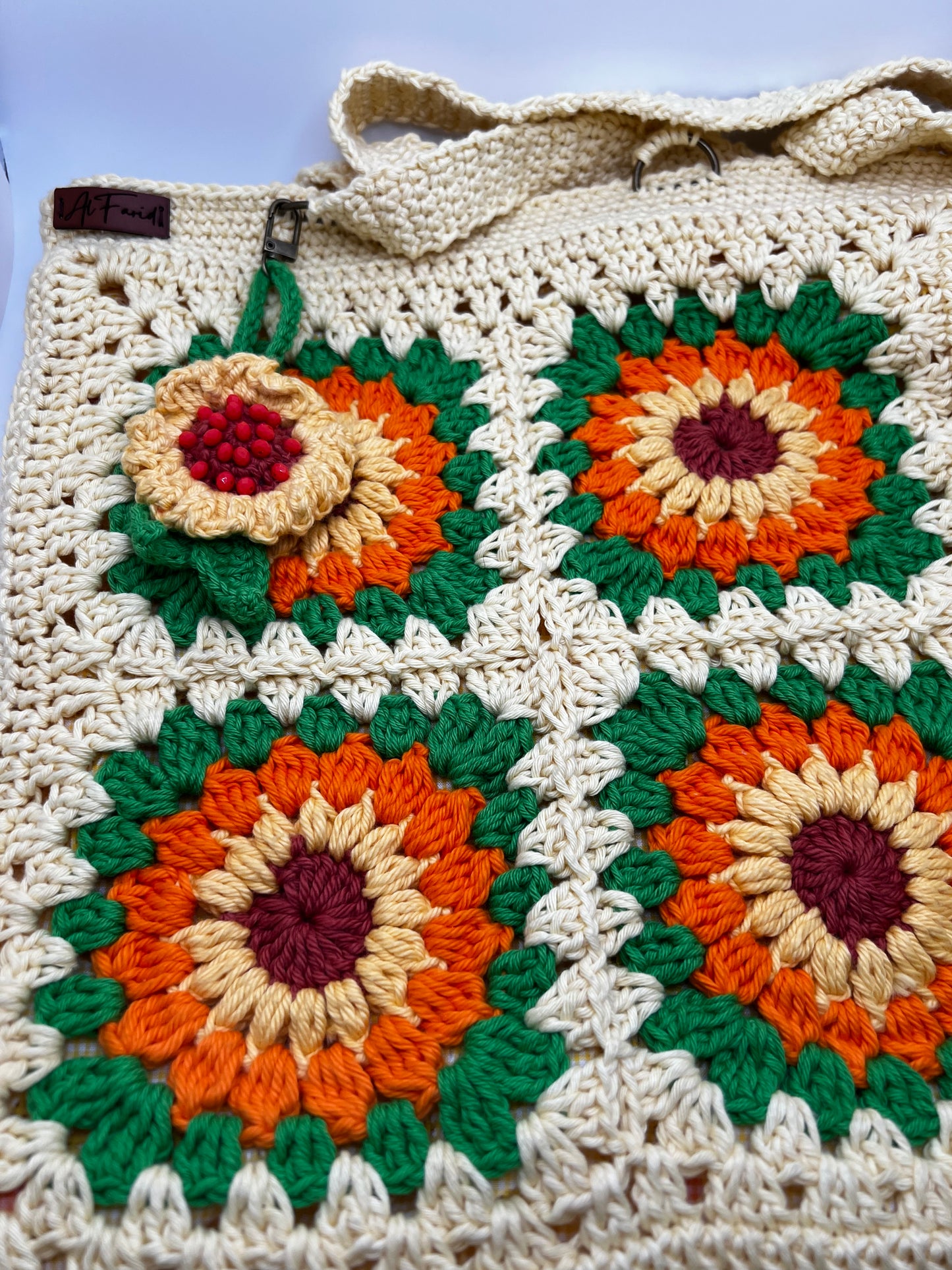 Crochet Sunflower Big Shoulder Bag