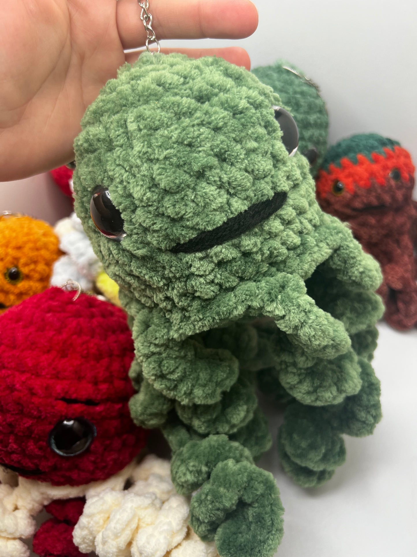 Stuffed Small Octopus Keychain - Crochet Knitted Amigurumi Toy (Different Colors Available)