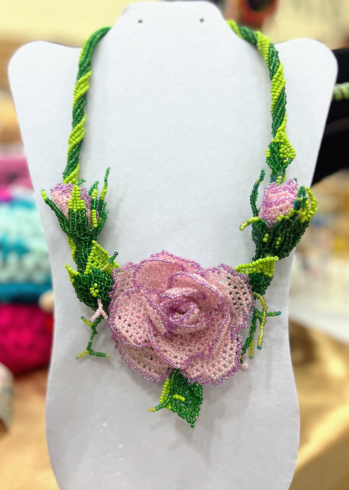 3D Purple Rose Necklace