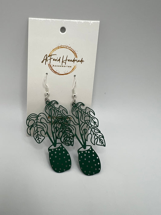 Green Plant Earrings