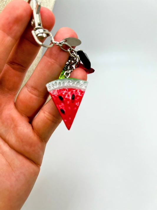 Handmade Watermelon Keychain β Crochet Amigurumi Fruit Charm