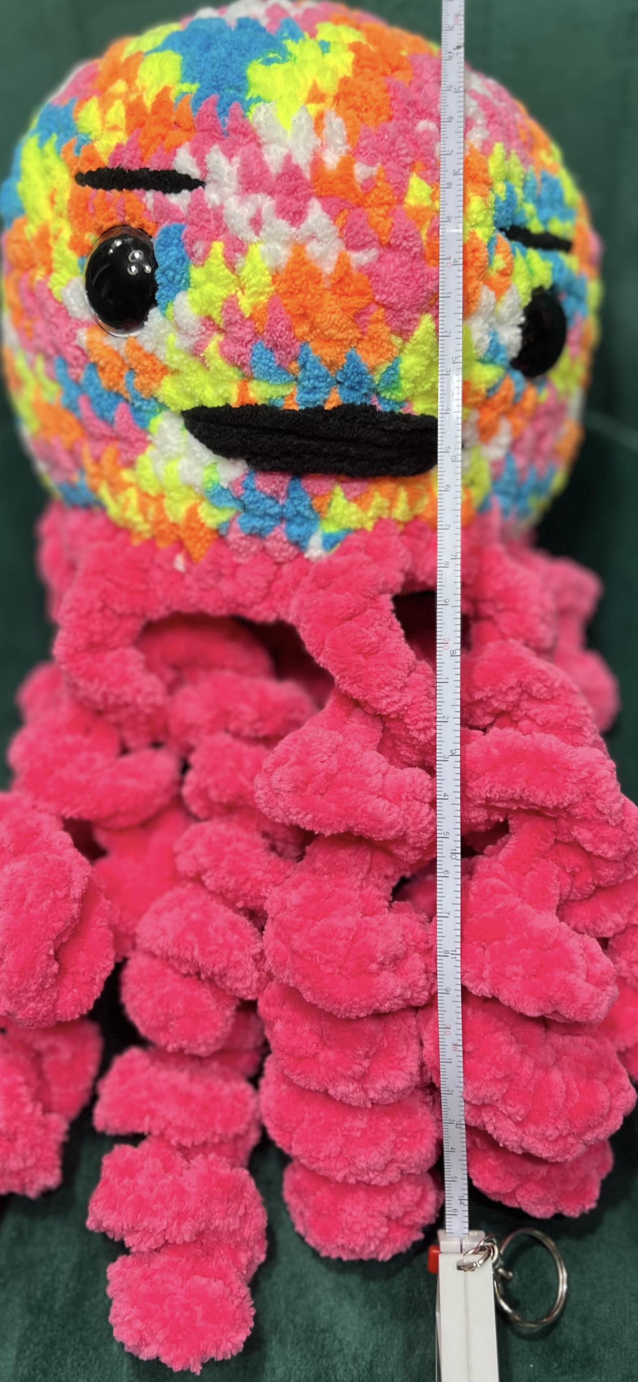 Stuffed Multicolored Pink Jellyfish - Crochet Knitted Amigurumi Toy