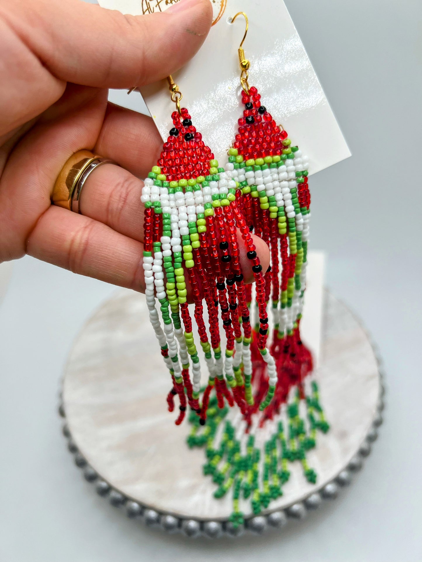 Beaded Watermelon Earrings 🍉 (3 Designs)