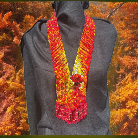 Fall Woman Loom-beaded Necklace