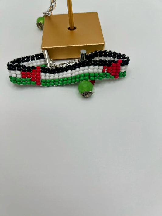 Handmade Palestine Flag Loom Beads Small Bracelet β Delicate Cultural Jewelry