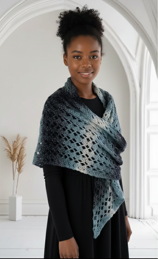 Light Blue Wool Rectangle Shawl – Soft & Elegant Winter Wrap