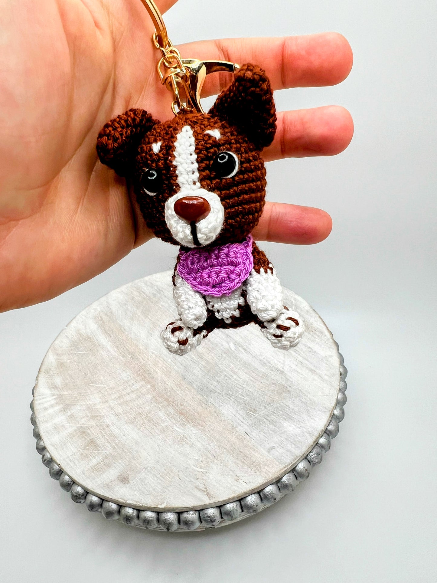 Dachshund Dog Amigurumi Keychain Toy