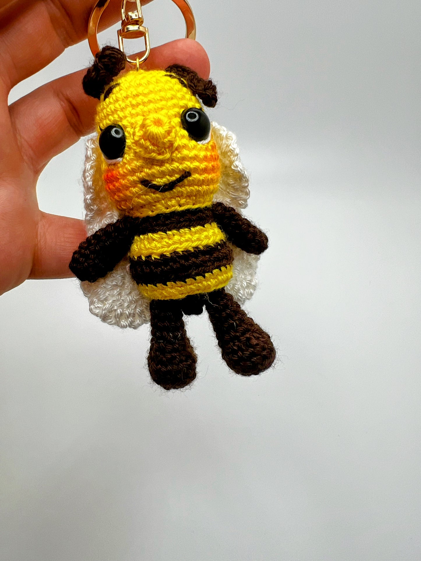 Handmade Cute Bee Keychain – Crochet Knitted Amigurumi Toy